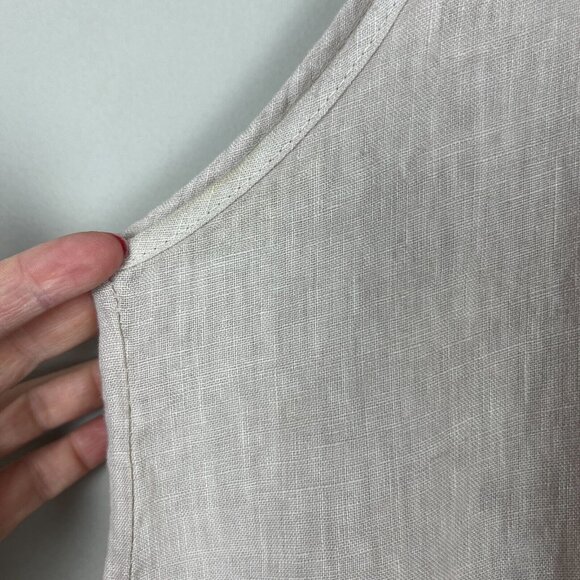 Stella Martini Tunic Top Women Small Beige 100% Linen Button Up Sleeveless Italy - Picture 6 of 12